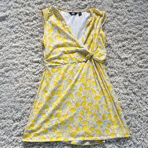 Lands' End Yellow Lemon Print Mini Dress